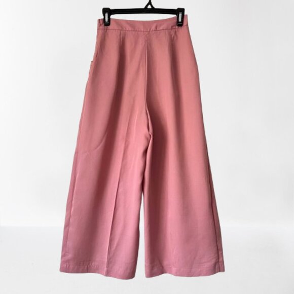 NEW Zara Dusty Rose Pink High Waist Wide Leg Culottes Pants, Size S - Picture 10 of 16